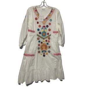 Shine Flow Embroidered Maxi Dress Sz Small Festive Aztec Cinco De Mayo New